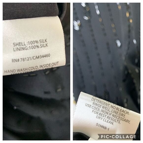 Eileen fisher silk beaded black slip dress 4 - Picture 6 of 8